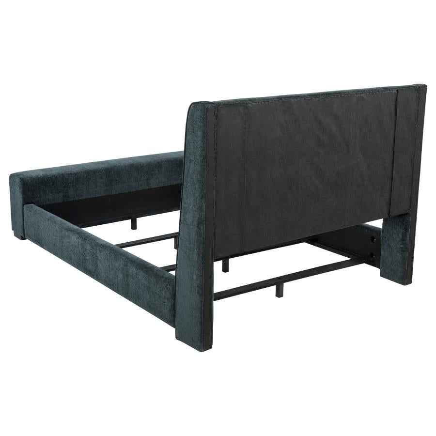 Preston Upholstered California King Audio Flame Visualizer Bed Dark Blue