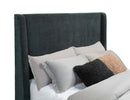 Preston Upholstered California King Audio Flame Visualizer Bed Dark Blue