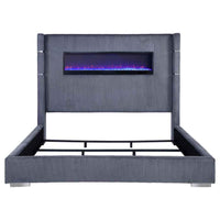 Tisdall Upholstered Eastern King Flame Visualizer Bed Grey