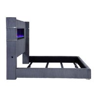 Tisdall Upholstered Eastern King Flame Visualizer Bed Grey