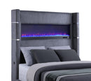 Tisdall Upholstered Eastern King Flame Visualizer Bed Grey