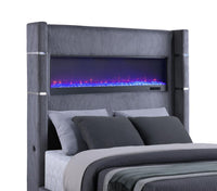 Tisdall Upholstered Eastern King Flame Visualizer Bed Grey