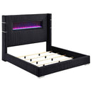 Tisdall Upholstered Eastern King Flame Visualizer Bed Black