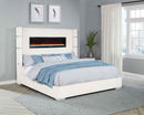 Tisdall Upholstered Eastern King Flame Visualizer Bed Cream - Home & Sleep Outlet