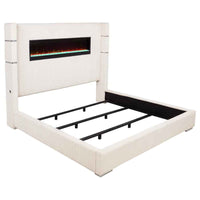 Tisdall Upholstered Eastern King Flame Visualizer Bed Cream - Home & Sleep Outlet