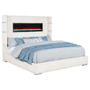 Tisdall Upholstered Eastern King Flame Visualizer Bed Cream - Home & Sleep Outlet