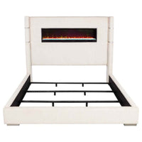 Tisdall Upholstered Eastern King Flame Visualizer Bed Cream - Home & Sleep Outlet