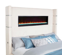 Tisdall Upholstered Eastern King Flame Visualizer Bed Cream - Home & Sleep Outlet