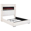 Tisdall Upholstered Queen Flame Visualizer Bed Cream - Home & Sleep Outlet