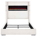 Tisdall Upholstered Queen Flame Visualizer Bed Cream - Home & Sleep Outlet