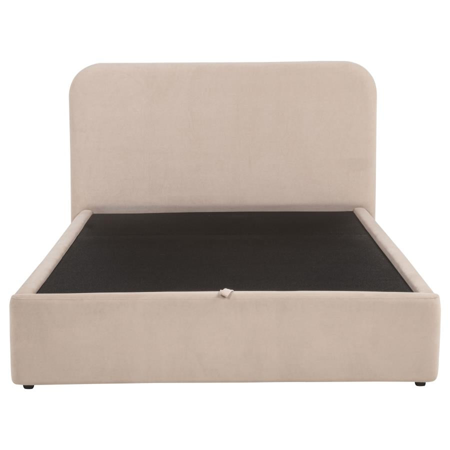 Home & Sleep Outlet - Anders Upholstered Full Storage Lift Platform Bed Beige