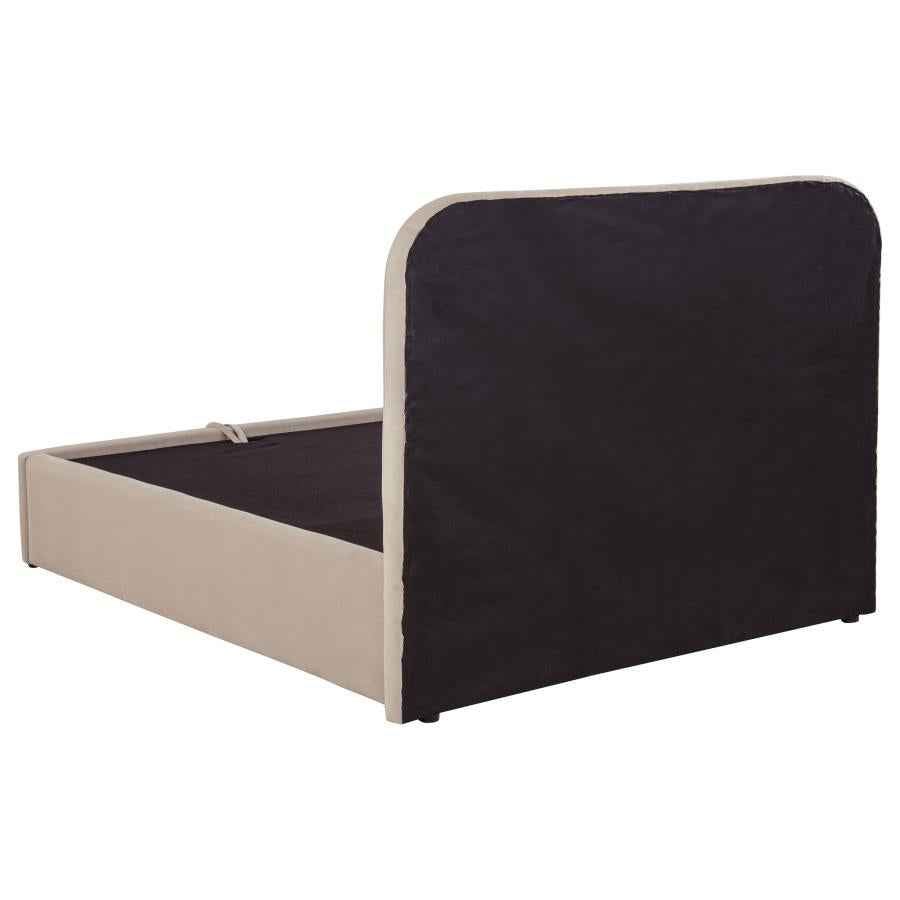 Anders Upholstered Full Storage Lift Platform Bed Beige - Home & Sleep Outlet