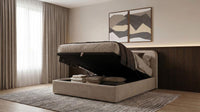 Anders Upholstered Full Storage Lift Platform Bed Beige - Home & Sleep Outlet