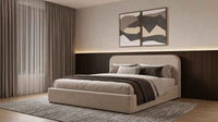 Anders Upholstered Eastern King Storage Lift Platform Bed Beige - Home & Sleep Outlet