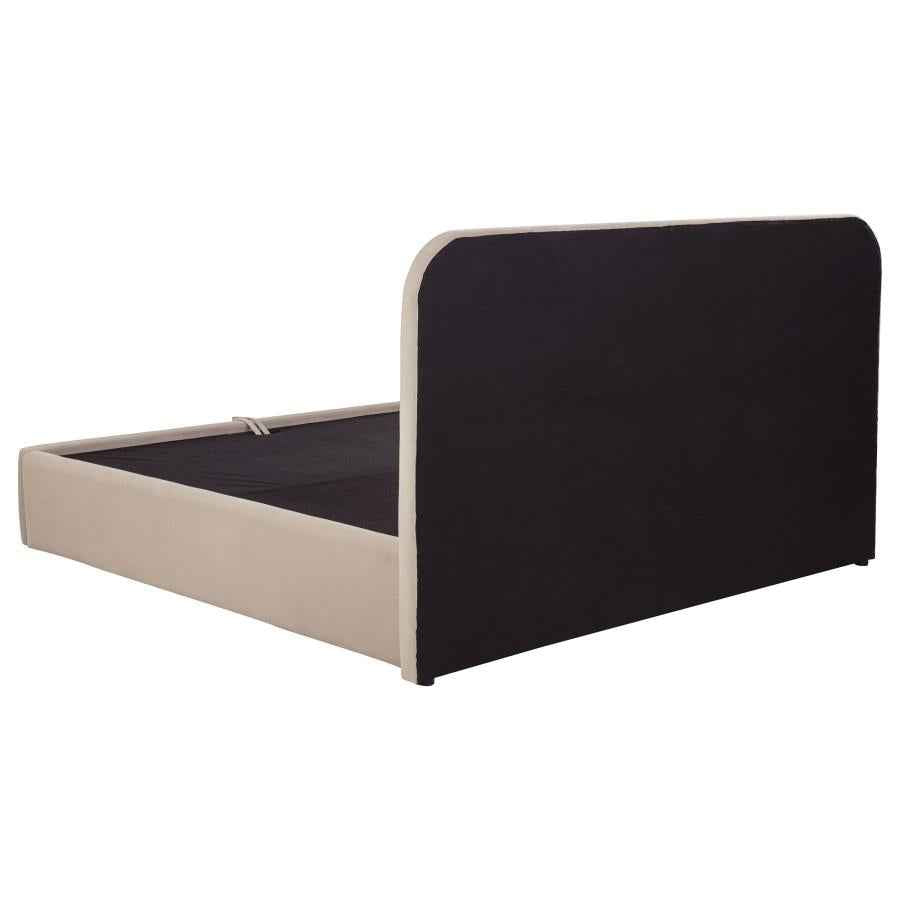 Anders Upholstered Eastern King Storage Lift Platform Bed Beige - Home & Sleep Outlet
