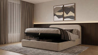 Anders Upholstered Eastern King Storage Lift Platform Bed Beige - Home & Sleep Outlet