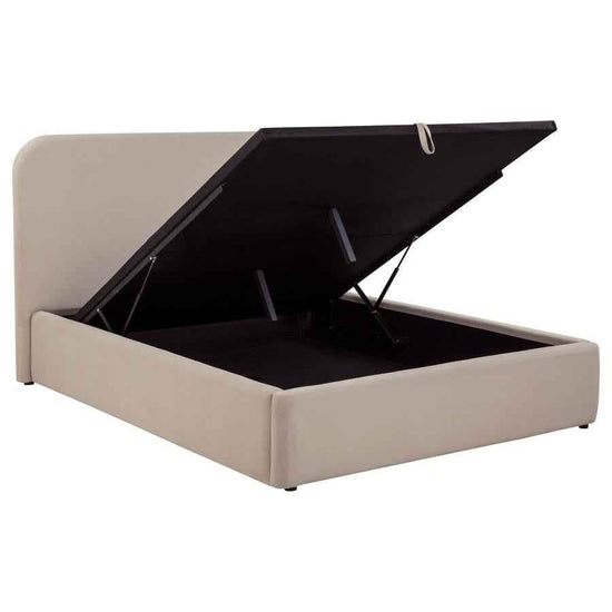 Anders Upholstered Queen Storage Lift Platform Bed Beige