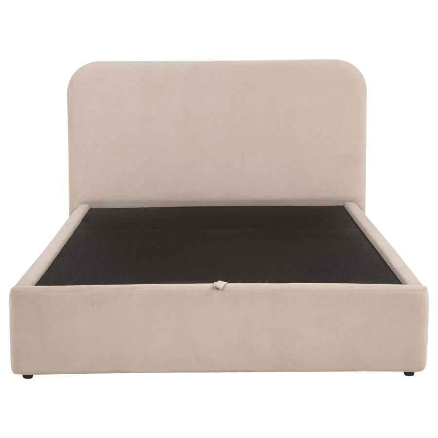 Anders Upholstered Queen Storage Lift Platform Bed Beige - Home & Sleep Outlet