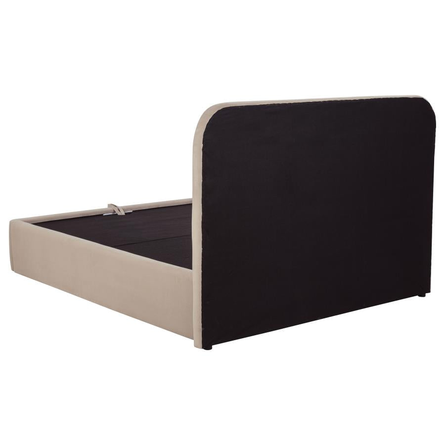 Anders Upholstered Queen Storage Lift Platform Bed Beige - Home & Sleep Outlet