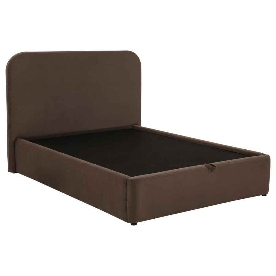 Anders Upholstered Full Storage Lift Platform Bed Chocolate - Home & Sleep Outlet