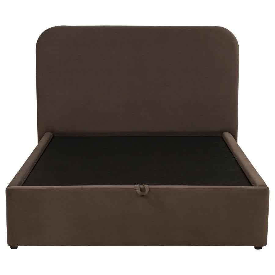 Anders Upholstered Full Storage Lift Platform Bed Chocolate - Home & Sleep Outlet