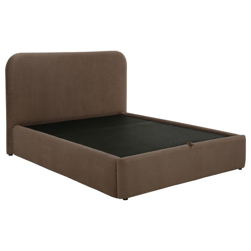 Home & Sleep Outlet - Anders Upholstered Eastern King Storage Lift Platform Bed Chocolate