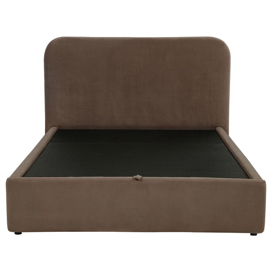 Home & Sleep Outlet - Anders Upholstered Eastern King Storage Lift Platform Bed Chocolate