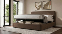 Anders Upholstered Eastern King Storage Lift Platform Bed Chocolate - Home & Sleep Outlet