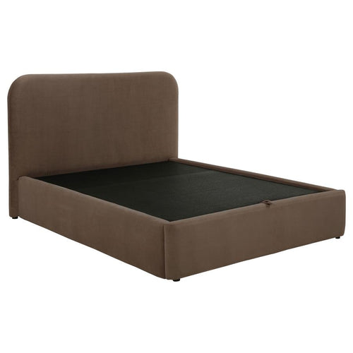 Home & Sleep Outlet - Anders Upholstered Queen Storage Lift Platform Bed Chocolate