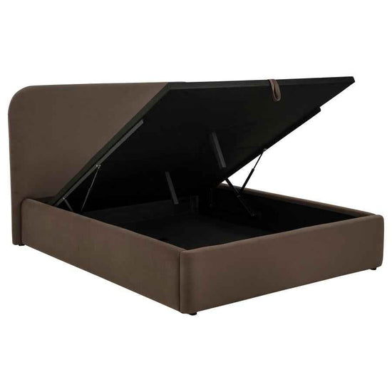 Anders Upholstered Queen Storage Lift Platform Bed Chocolate