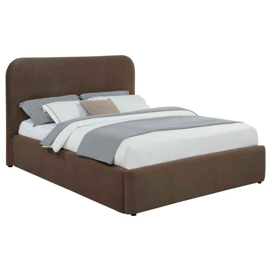 Anders Upholstered Queen Storage Lift Platform Bed Chocolate - Home & Sleep Outlet