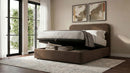 Anders Upholstered Queen Storage Lift Platform Bed Chocolate - Home & Sleep Outlet