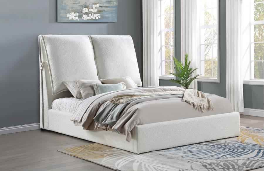 Gwendoline Upholstered Queen Panel Bed White - Home & Sleep Outlet