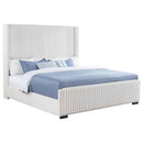Natasha 65-inch Upholstered Eastern King Wingback Bed Cream - Home & Sleep Outlet