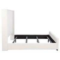 Natasha 65-inch Upholstered Eastern King Wingback Bed Cream - Home & Sleep Outlet