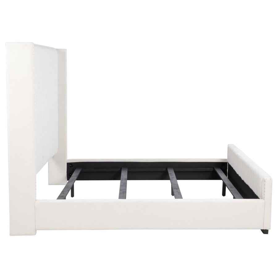 Natasha 65-inch Upholstered Eastern King Wingback Bed Cream - Home & Sleep Outlet
