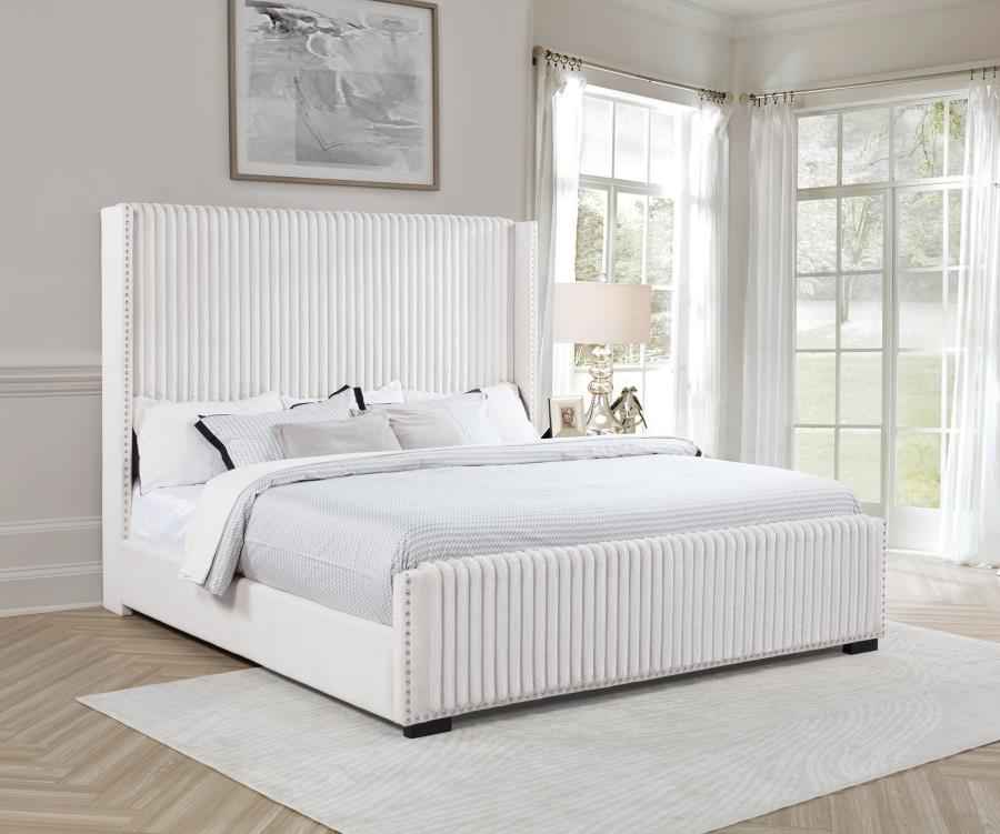 Natasha 65-inch Upholstered California King Bed Cream - Home & Sleep Outlet
