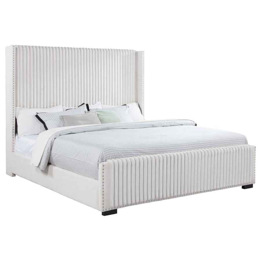 Natasha 65-inch Upholstered California King Bed Cream - Home & Sleep Outlet