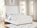 Natasha 65-inch Upholstered Queen Wingback Bed Cream - Home & Sleep Outlet