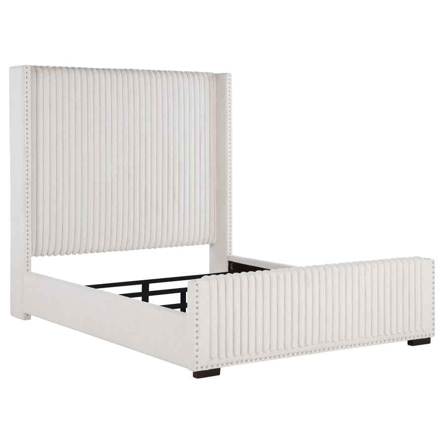 Natasha 65-inch Upholstered Queen Wingback Bed Cream - Home & Sleep Outlet