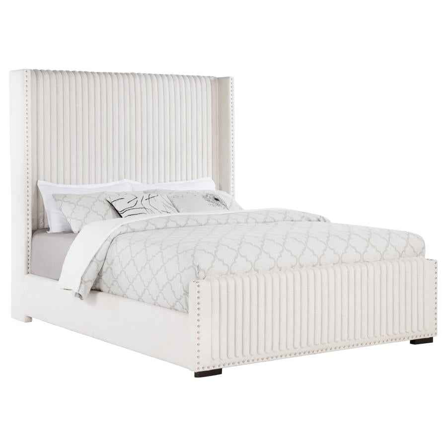 Natasha 65-inch Upholstered Queen Wingback Bed Cream - Home & Sleep Outlet