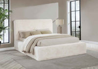 Rebecca Faux Fur Upholstered Eastern King Bed Cream - Home & Sleep Outlet