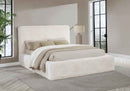 Rebecca Faux Fur Upholstered Queen Bed Cream - Home & Sleep Outlet