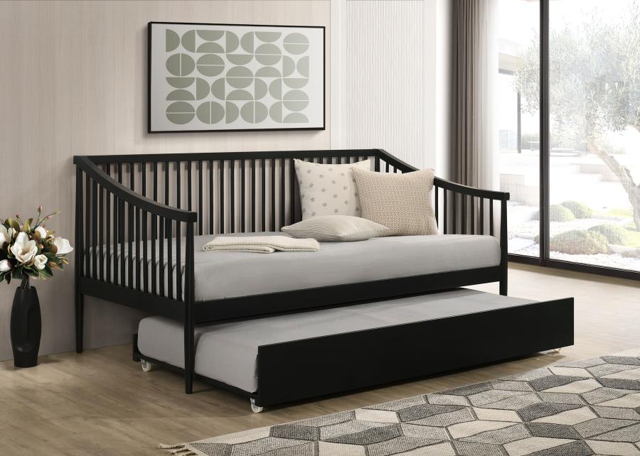 Home & Sleep Outlet - Delgado Windsor Twin Wood Daybed with Trundle Black