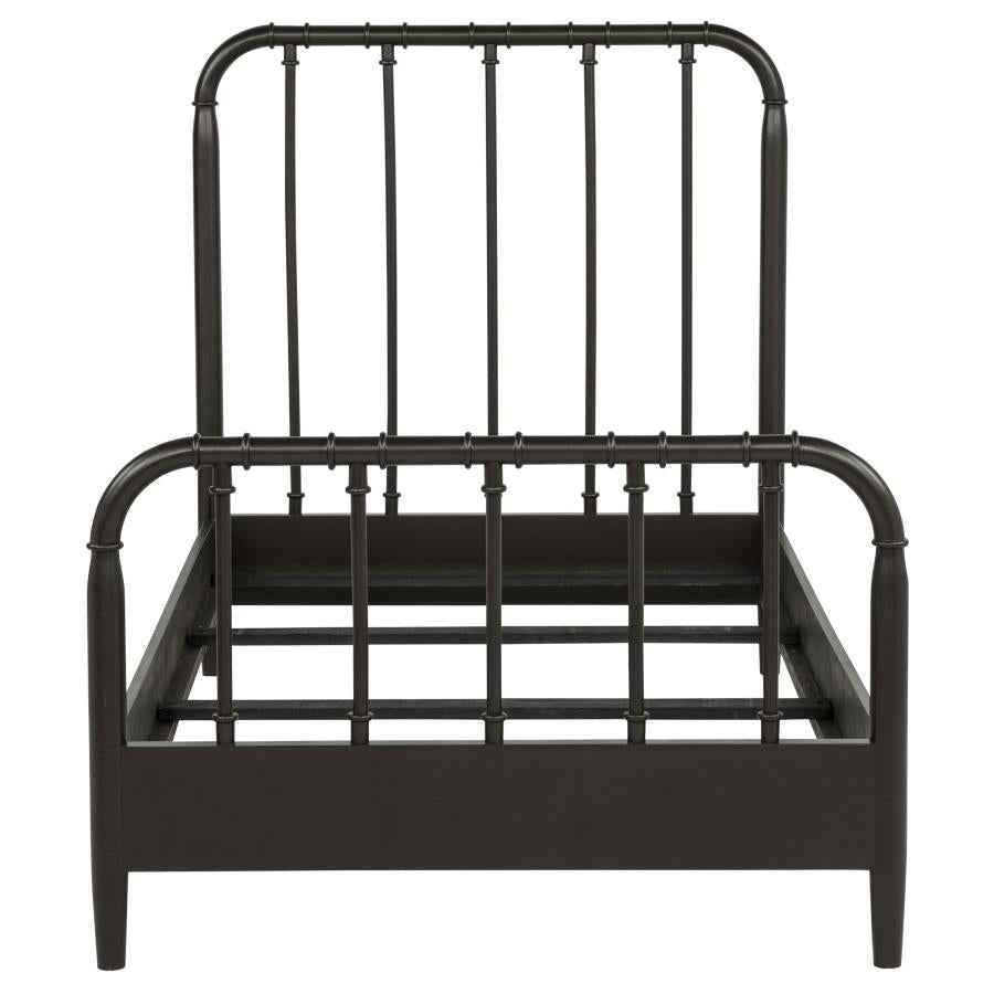Rocco All Wood Water Pipe Open Frame Twin Bed Dark Bronze