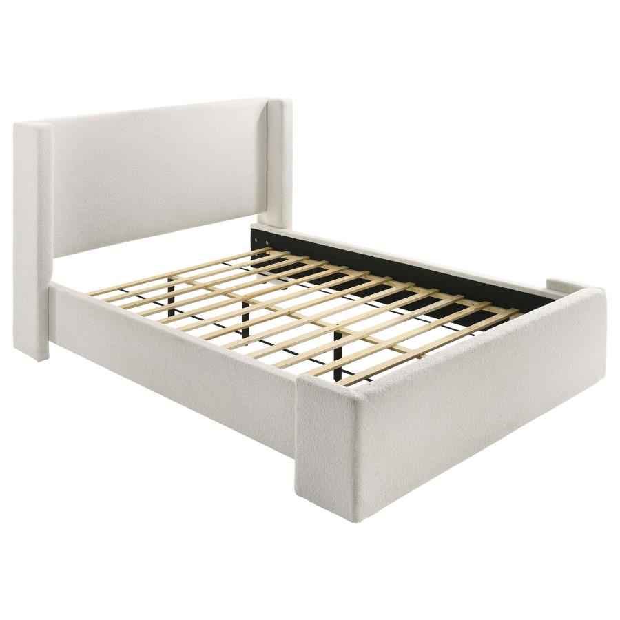 Alamosa Boucle Upholstered Queen Wingback Bed White