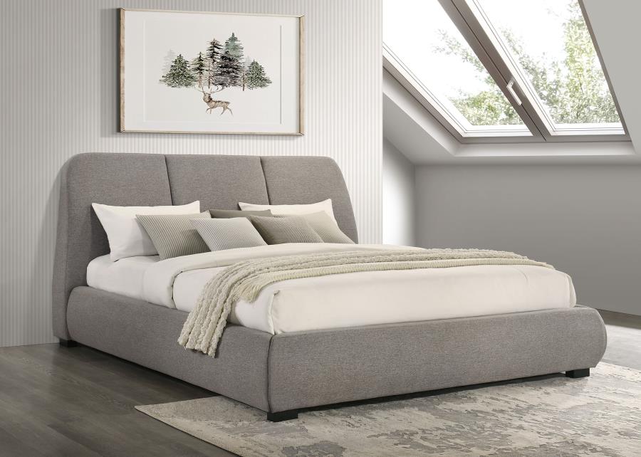 Home & Sleep Outlet - Mokena 46-inch Upholstered Eastern King Platform Bed Taupe