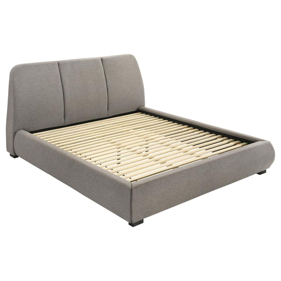 Home & Sleep Outlet - Mokena 46-inch Upholstered Eastern King Platform Bed Taupe