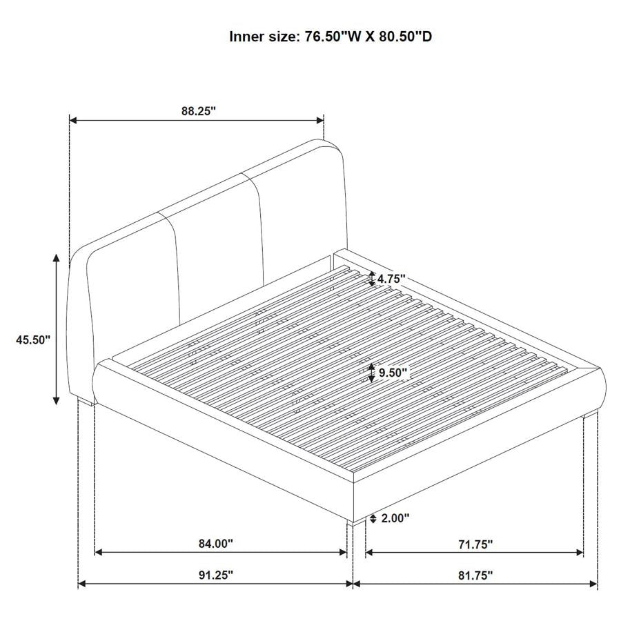 Home & Sleep Outlet - Mokena 46-inch Upholstered Eastern King Platform Bed Taupe