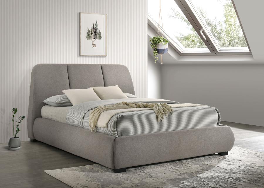 Home & Sleep Outlet - Mokena 46-inch Upholstered Queen Platform Bed Taupe